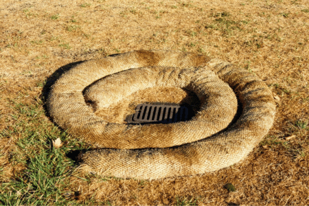 use of staw wattles around a drain in a field