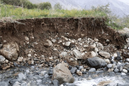 River bank experiencing heavy erosion