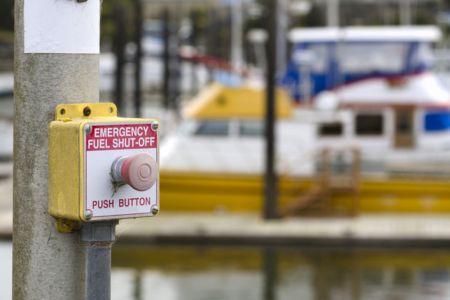 An emergency fuel shot-off button to prevent the need for diesel spill cleanup