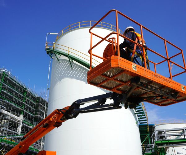 man in aerial lift during training