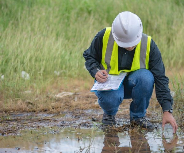 Environmental engineer doing a site assessment
