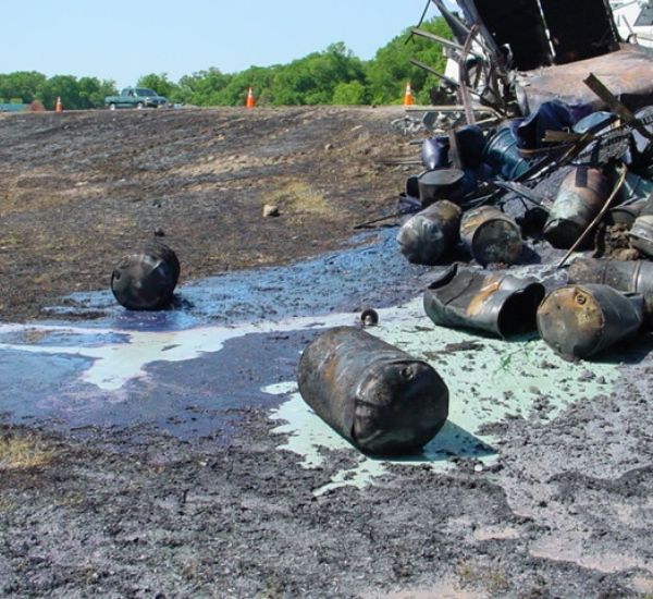 industrial waste on side of road