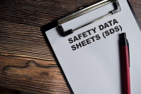 Safety Data Sheets SDS On Clipboard.
