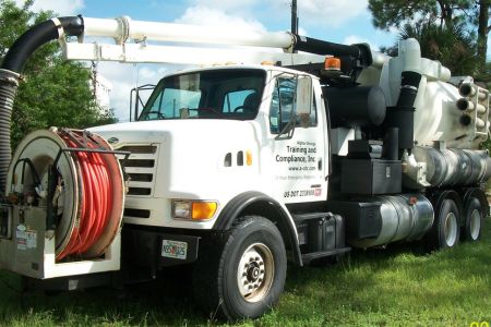AOTC wastewater vacuum truck on site for environmental clean up services